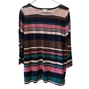 J. Jill Multicolor Striped Long Sleeve Lightweight Sweater Size M EUC
